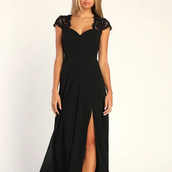 LULUS Momentous Moments Black Lace Backless Maxi Dress size M - Picture 1 of 5